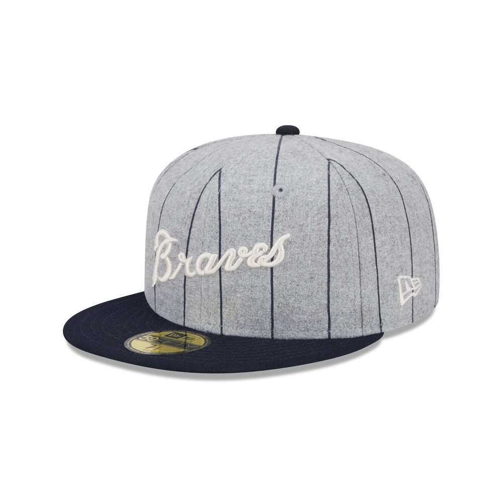 New Era Atlanta Braves Heather Pinstripe 59FIFTY Fitted Hat - Size 7 3/8